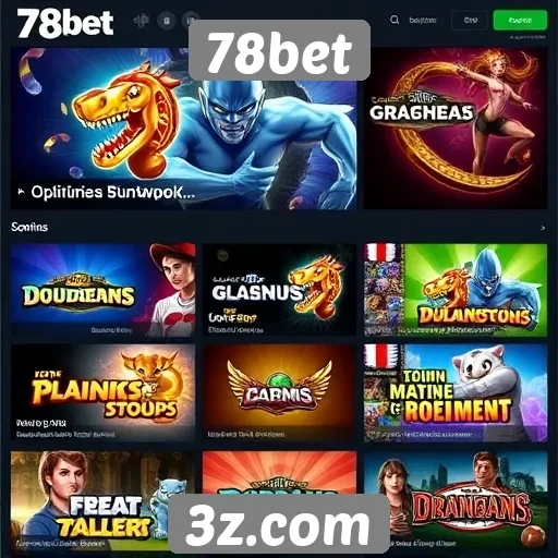 Variedade de jogos disponíveis na plataforma 78bet